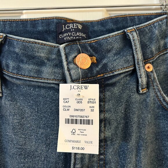 J Crew Curvy Classic Vintage Straight Leg Jeans, 32 (Measurements below) - Picture 3 of 7